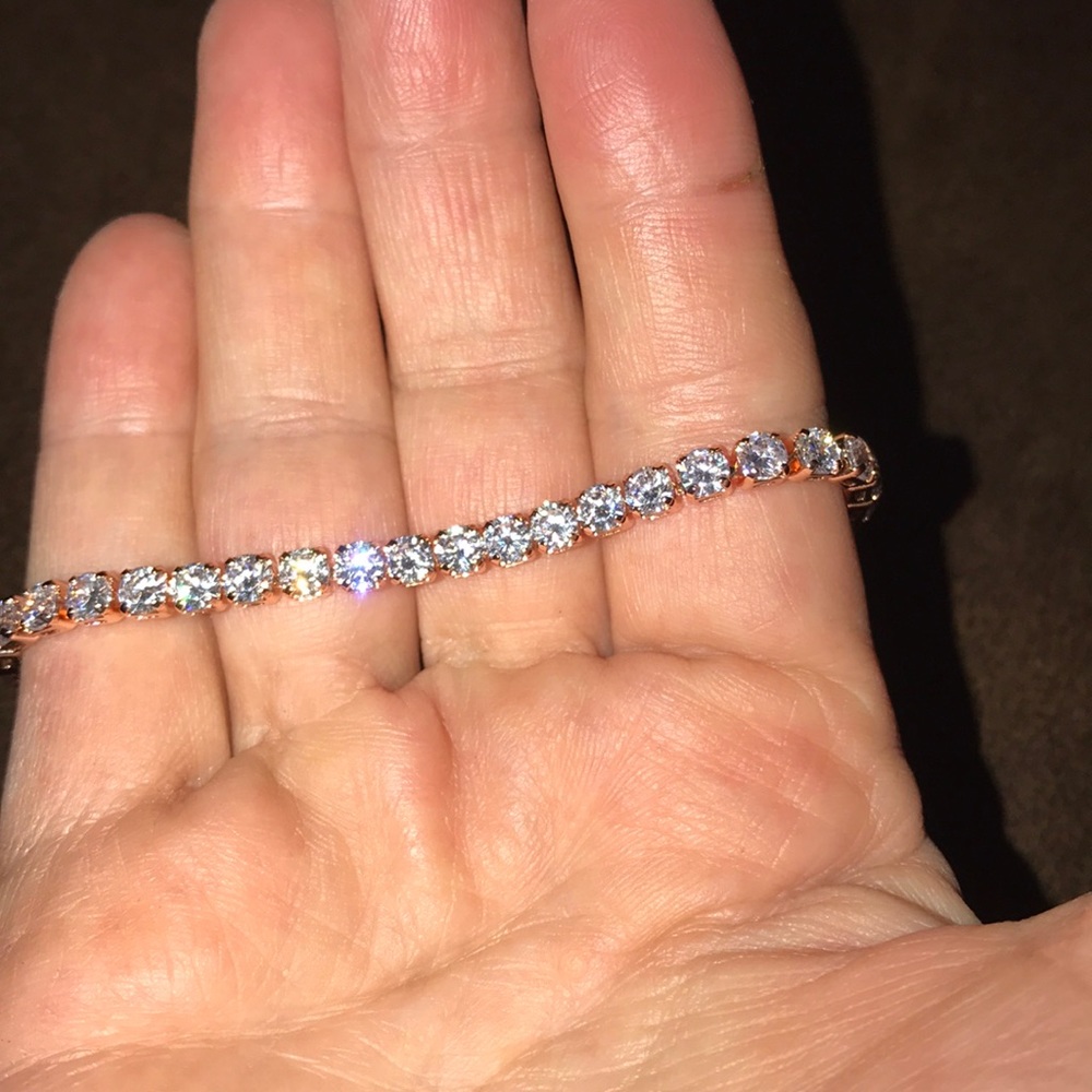 Rose Gold Cubic Zirconia Tennis Bracelet - Picture 2 of 4